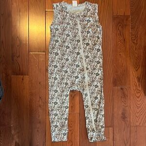 Kate Quinn Blue and Brown Floral sleeveless Romper, 18-24 months